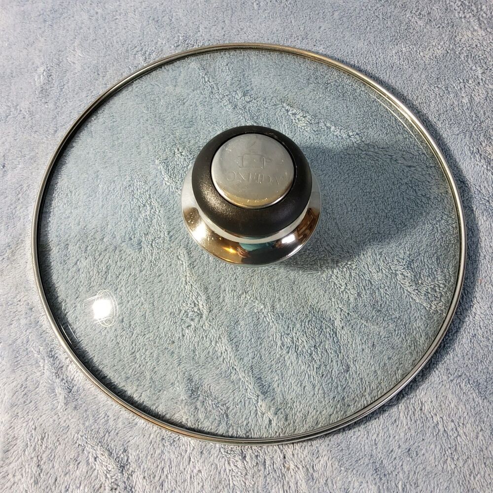 Oneida Replacement Tempered Glass Lid 8.75" Stainless Steel Rim Black Handle